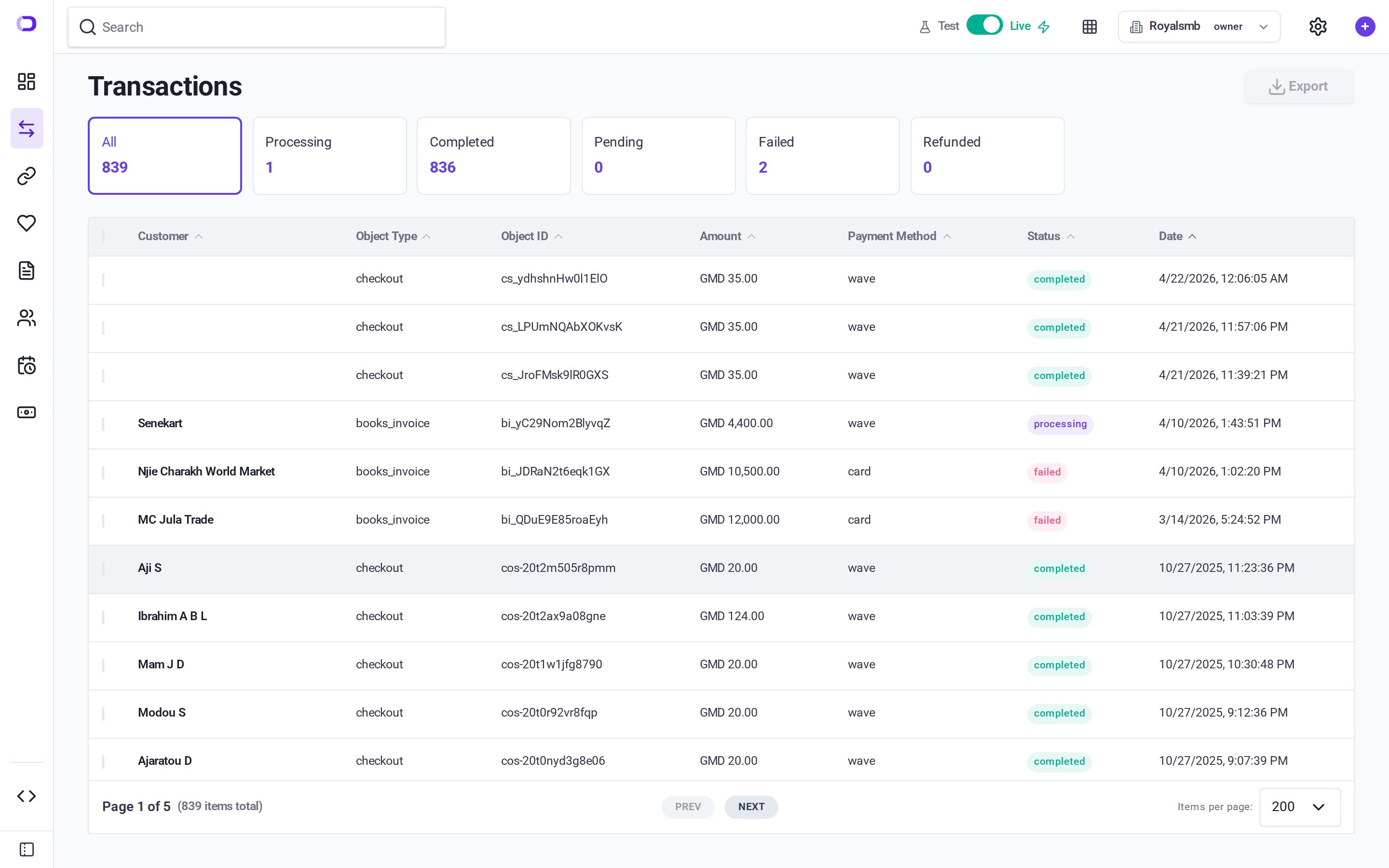Jokoor Pay transactions